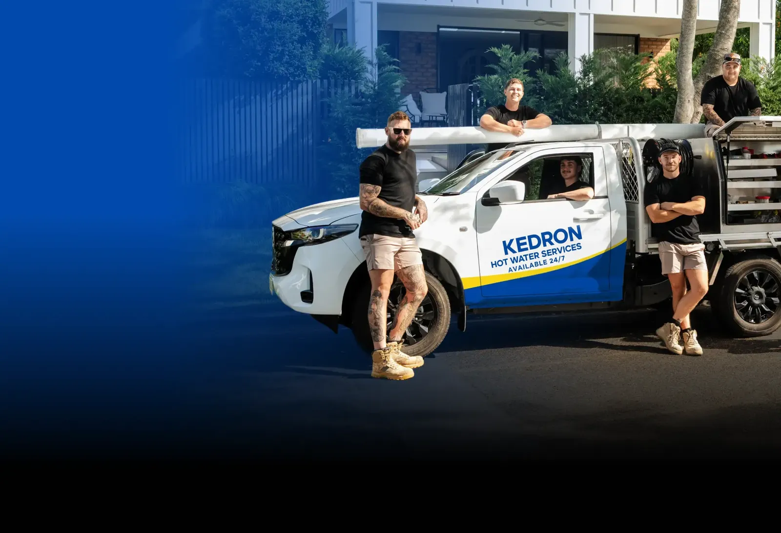 Kedron Hot Water Services team with the ute